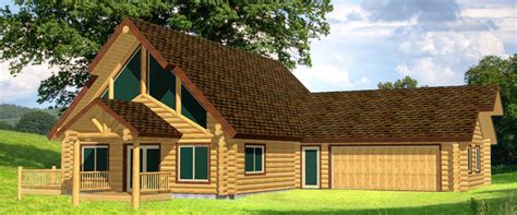 Aspen Chalet Log Cabin House Plan With Loft Big Deck And Garage Log