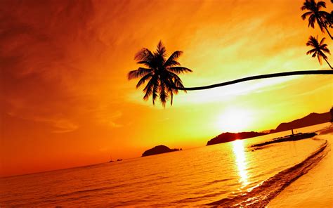 Tropischer Strand Sonnenuntergang Mak Insel Thailand 2560x1600 Hd