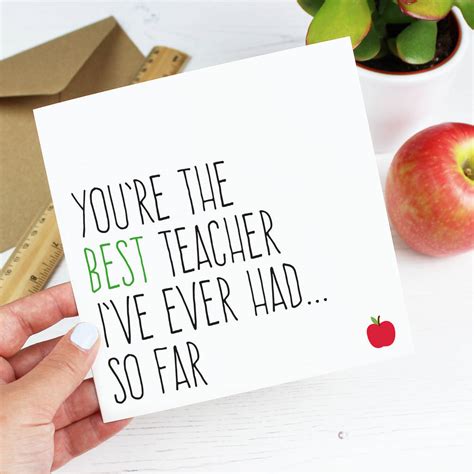 Best Teacher So Far Thank You Teacher Card By Purple Tree Designs