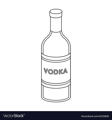 Glass Bottle Of Vodka Icon In Outline Style Vector Image