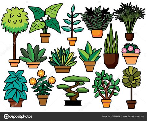 Set Of Cartoon Plants Isolated On White Background — Stock Vector