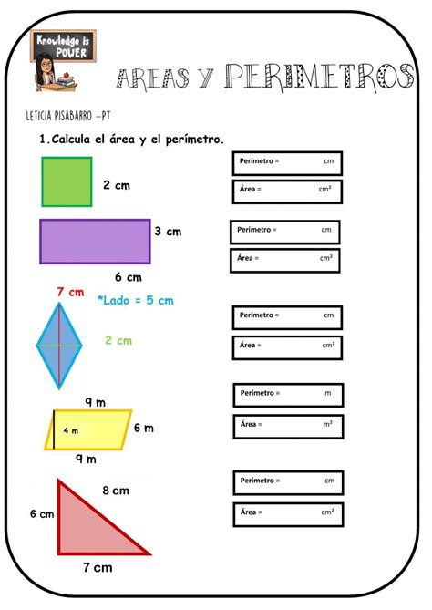 Áreas Y Perímetros Interactive Activities Workbook School Subjects