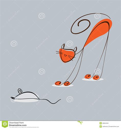 Red Cat Catches A Mouse Stock Vector Illustration Of Pose 28664556