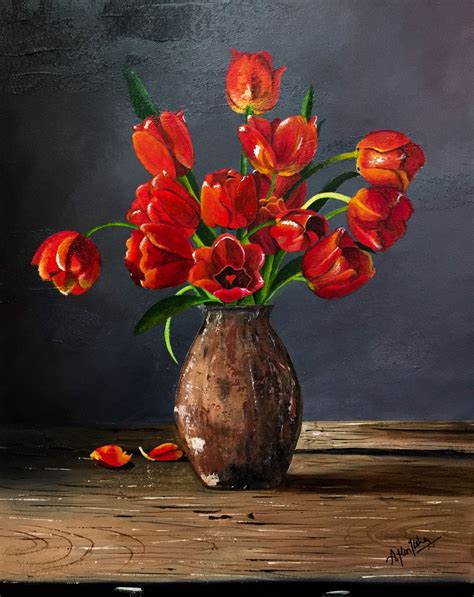 Flower Vase Acrylic On Canvas Flower Painting Canvas Acrylic