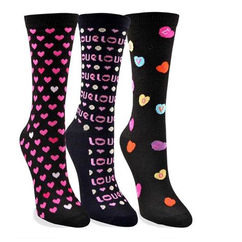 Womens Valentines Day Heart Love Crew Socks 3 Pack Free Shipping On Orders Over 45
