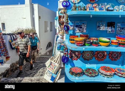 Souvenirs Shop Oia Santorini Cyclades Islands Greece Europe Stock