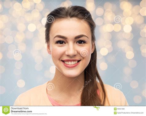 Face Of Happy Smiling Young Woman Stock Photo Image Of Portrait