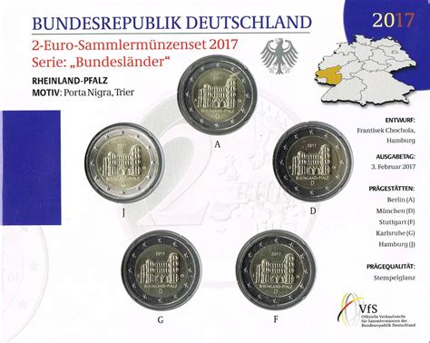 Germany 2 Euro Coins Set 2017 Rhineland Palatinate Porta Nigra In