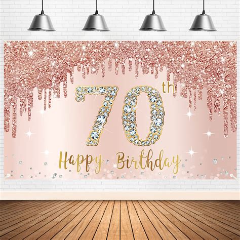 Buy Happy 70th Birthday Banner Backdrop Decorations For Women Rose