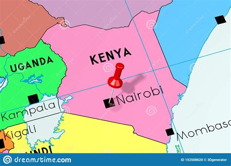 It is part of the most famous safari region (along with uganda and tanzania) in the world. Kenya, Nairobi - Capital City, Pinned On Political Map Stock Illustration - Illustration of ...