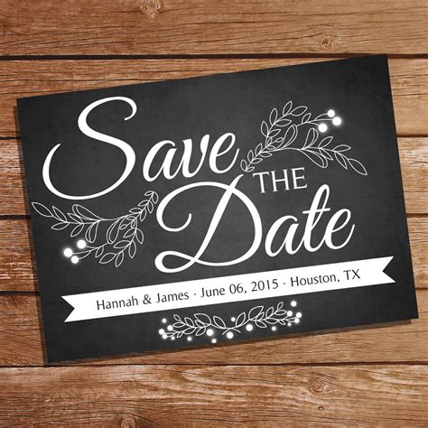 Chalkboard Save The Date Card Save The Date Wedding Stationery