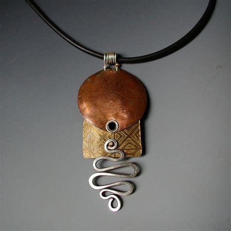 Pendant Etched Mixed Metals Metal Jewelry Mixed Metal Jewelry