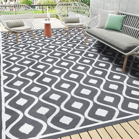 Findosom 9'x12' Large Reversible Outdoor Rug Patio Rug Plastic Straw