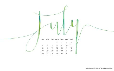 July 2015 Desktop Wallpaper Calendar Azmari Designs