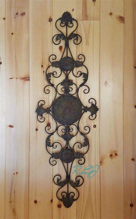 Large Tuscan Old World Decorative Wrought Iron Scrolling Wall Grille