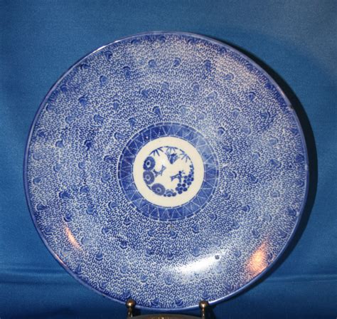 Antique Japanese Imari Edo Era Blue White Chintz Sometsuke Plate