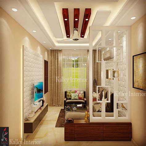 Drawing Room With Wooden Partition Homify Modern Living Room White Homify