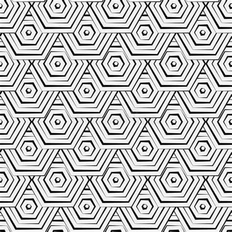 Seamless Hexagon Monochrome Pattern Repeating Geometric Texture