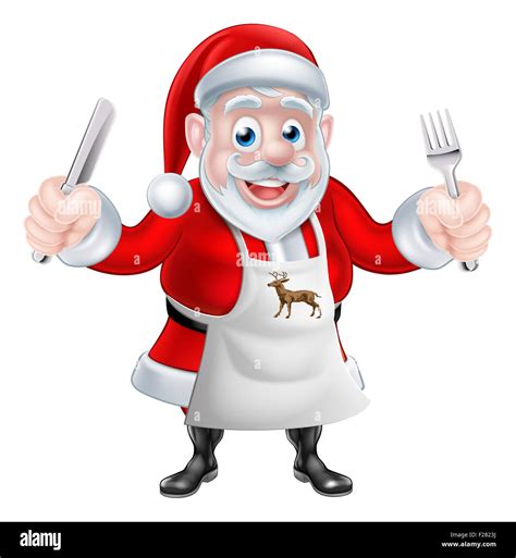 A Christmas Cartoon Illustration Of Santa Claus Cooking Christmas