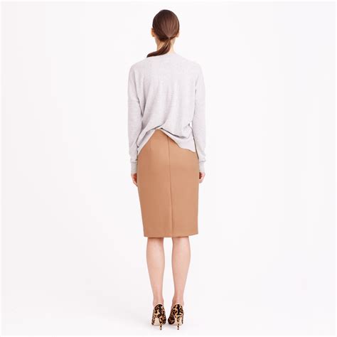 Jcrew Tall No 2 Pencil Skirt In Double Serge Wool In Brown Lyst