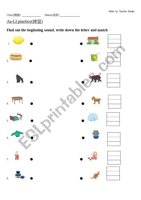 Aa Ll Phonics And Writing Practice Esl Worksheet By Yitinhuang