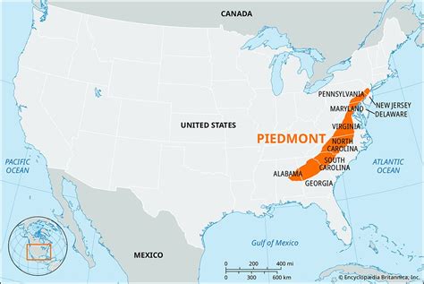 Piedmont United States Map And Mountains Britannica