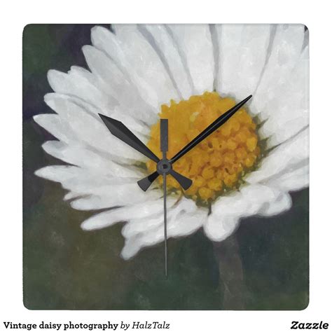 Vintage Daisy Photography Square Wall Clock Zazzle Co Uk Clock