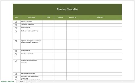 Download free checklist templates for excel. Free Moving Checklist