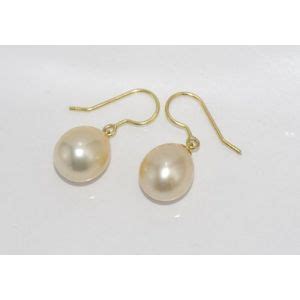 Ct Yellow Gold Golden South Sea Pearl Earrings Pearls