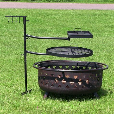 Sunnydaze Dual Campfire Cooking Swivel Grill System Fire Pit Cooking