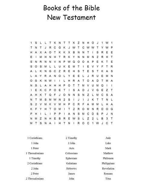 Books Of The Bible Word Search Printable Word Search