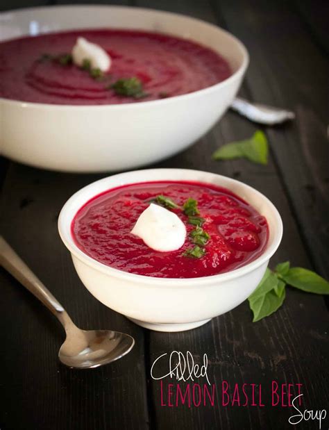 Chilled Lemon Basil Beet Soup Sweetphi