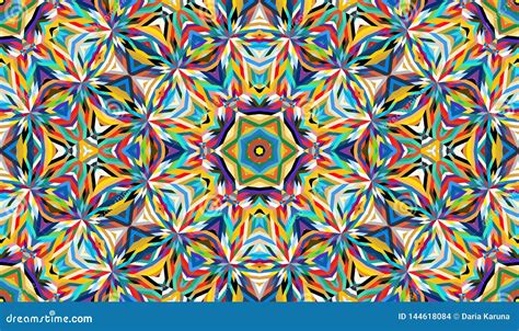 abstract seamless pattern with kaleidoscope bright saturated colors for your design stock