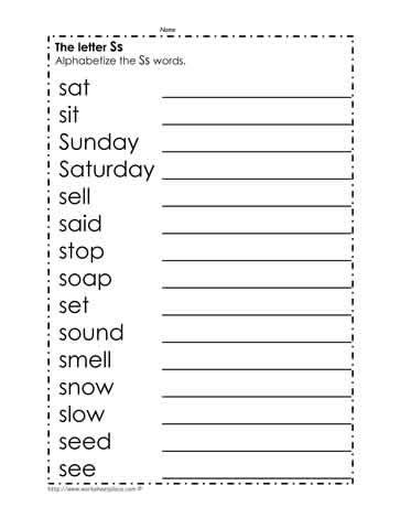In your case you should explain how your list is composed: Alphabetize the Words with S Worksheets