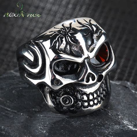 Nextvance Vintage Skull Ring For Men Male Gothic Punk Biker Skeleton