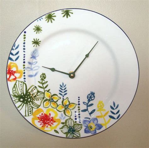Floral Plate Wall Clock Unique Floral Wall Clock Whimsical Floral