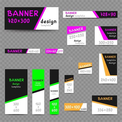 Multicolor Web Banner Size Templates Stock Vector Illustration Of