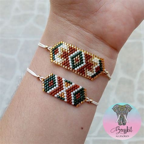Manillas En Miyuki Tonos Tierra Bead Embroidery Jewelry Embroidery