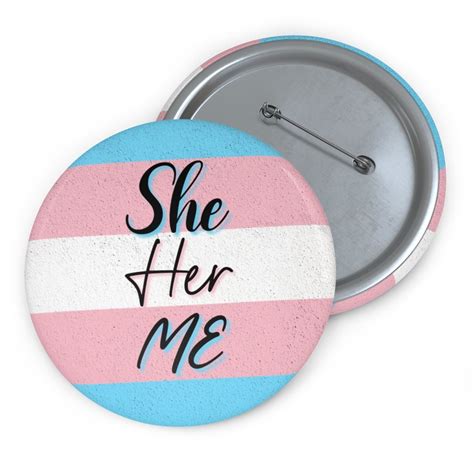 Pronoun Pin She Her Lgbtqia Button Lgbtq Badge Pride Pinback Etsy