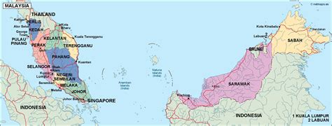 Malaysia Political Map Eps Illustrator Map Vector World Maps