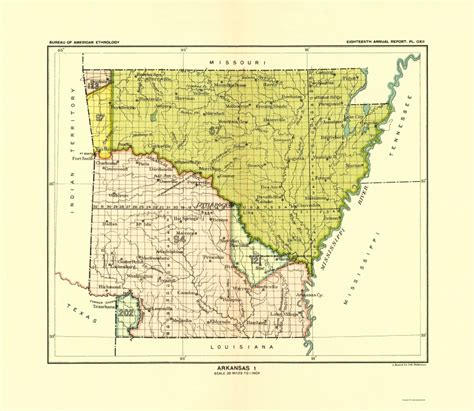 Historic Map Of Arkansas Indian Land Cession Hoen 1896 Indian Land