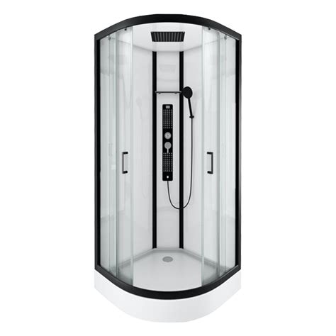 Insignia Monochrome Black Framed Quadrant Hydro Massage Shower Cabin