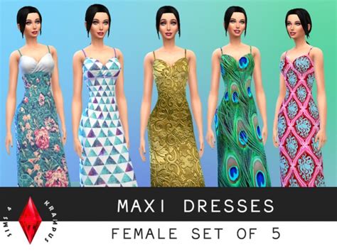 Maxi Dress Set Of 5 At Sims 4 Krampus Sims 4 Updates