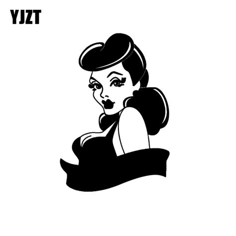 yjzt 9 3 13 2cm pin up style sexy girl retro woman vinyl decals car sticker black silver c20