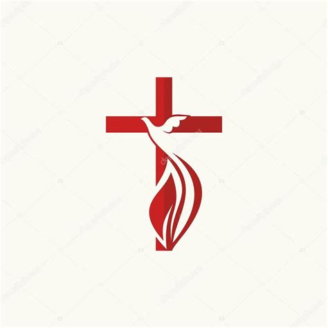 Logotipo De La Iglesia Cruz Y La Paloma Símbolo Del Espíritu Santo