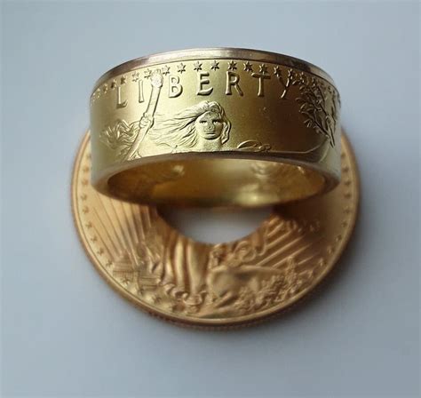 Gold Coin Ring From 22k 1 Oz Gold Eagle Etsy