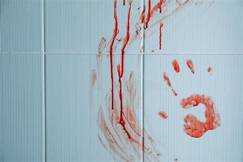 Blood Stains With Palm Print On Light Wall Stock Image Image Of Blood