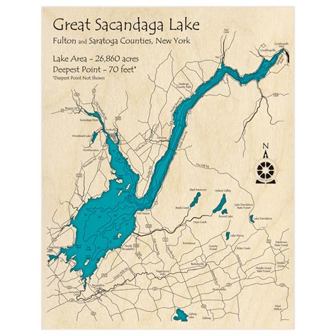 Great Sacandaga Lake 3d Custom Wood Map Lake Art Llc
