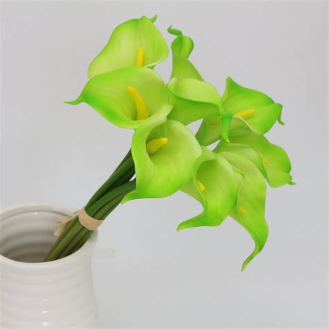 lime green calla lilies real touch calla lily bouquet 9 etsy