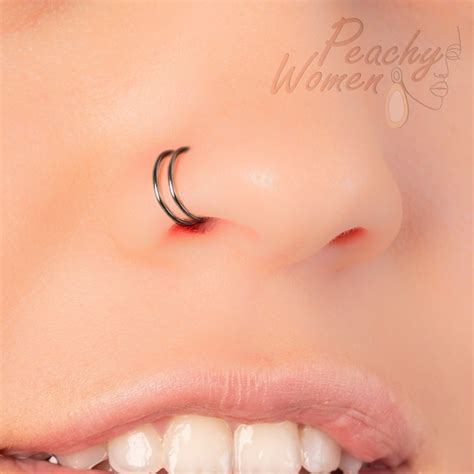 Double Nose Ring For Single Piercing Etsy